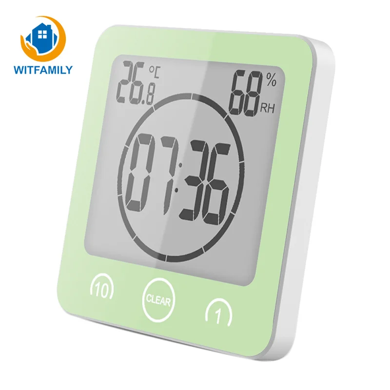 

Temperature humidity display Lcd Waterproof Shower Watches Digital Bathroom Clocks Timer Temp Wall Clock home decoration