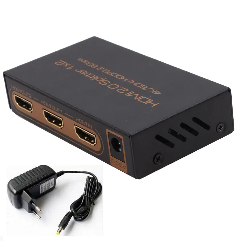 

10PCS Full HD 1x2 Port HDMI2.0 HDR Splitter 1 IN 2 HDMI output 1080P 3D 4K x 2K Splitter Switcher HDCP2.2 For HDTV