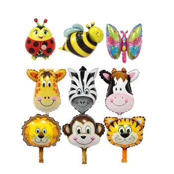 

50pcs Animal Foil Balloons Tiger Lion Monkey Zebra Deer Cow Helium Ballons Birthday Party Decor Safari Zoo Ballons Toy