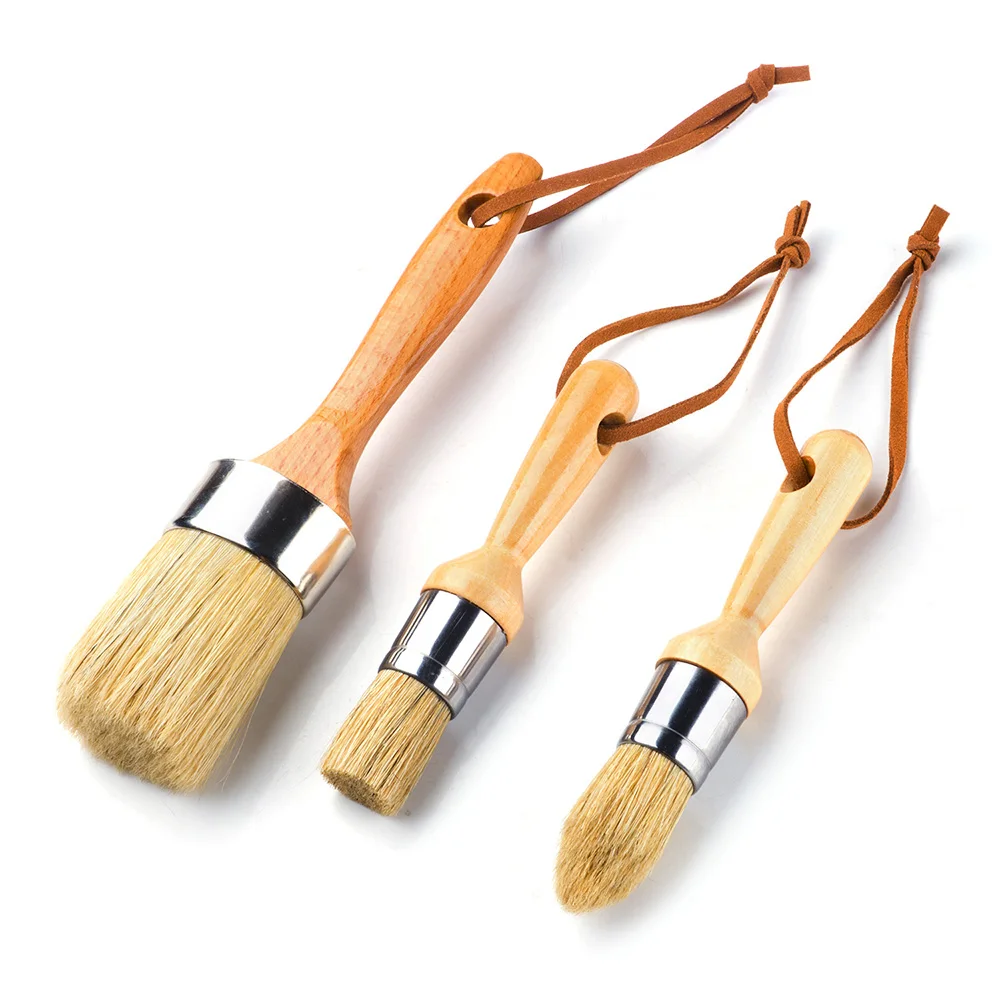 

Natural Bristles Rust Resistant Round Oval Wax Paint Brush for Paint and Waxing