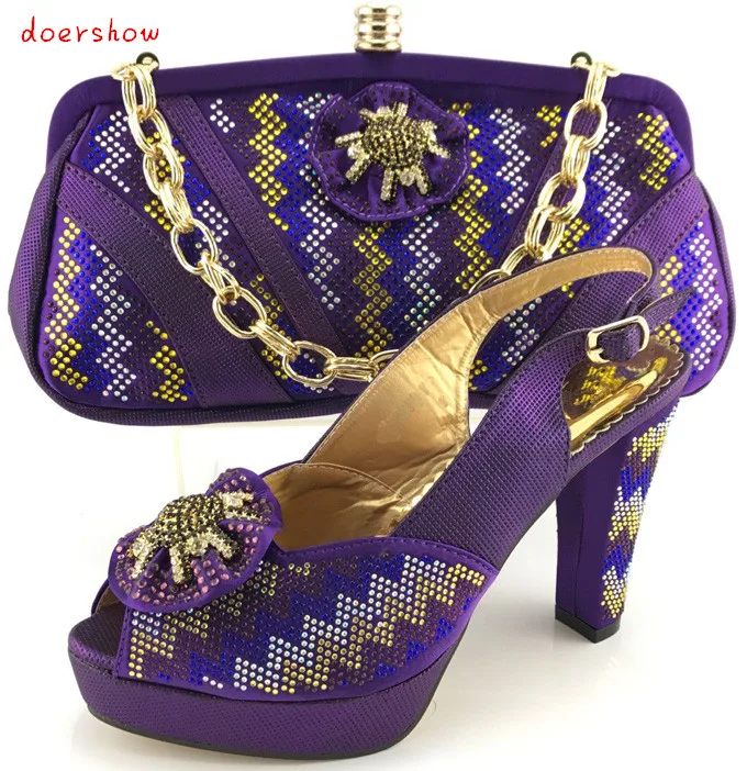 

doershow new design matching Italian shoes and bag set for nigeria party PQS1-18