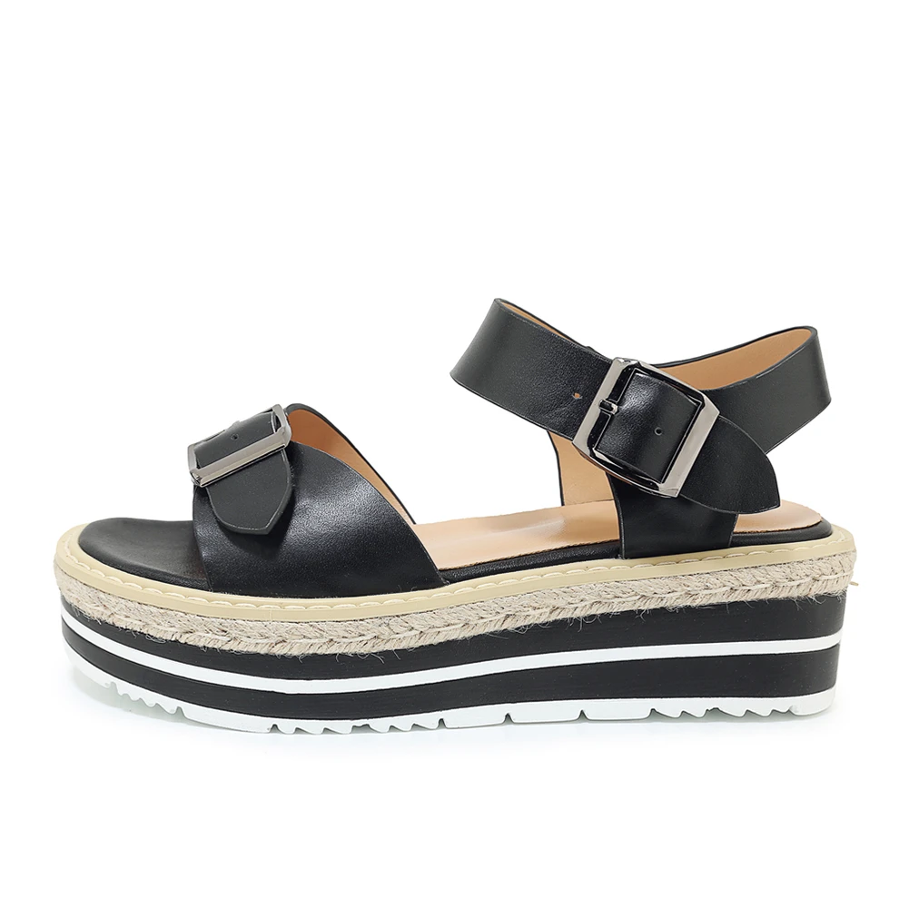 RIBETRINI/Новинка года; популярная обувь из натуральной кожи; женские летние сандалии; женская Повседневная пляжная обувь на плоской платформе; размеры 34-40