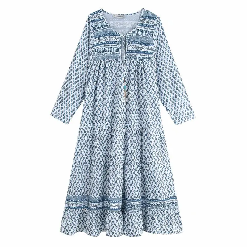 

New arrival BB60-9405 European and American fashion printing tassel dress