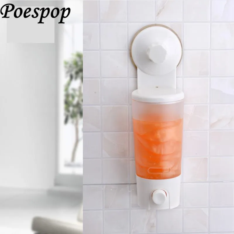 POSEPOP Bathroom Hotel Liquid Soap Dispenser Wall Mount Suction Cup Lotion Shampoo Condition