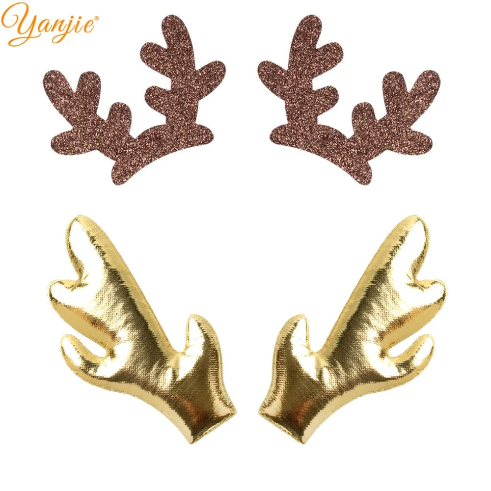 

20pcs/lot Glitter Padded Deer Antlers 2019 Christmas DIY Hair Accessories For Kids Christmas Girls Headband Hair Bow Headwear