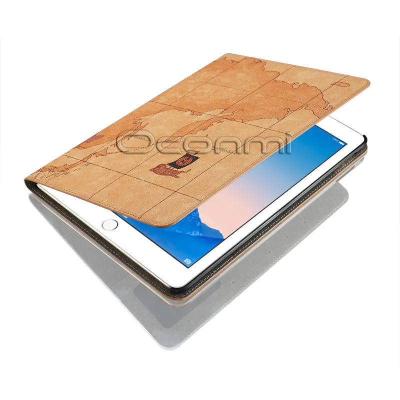 Высококачественный кожаный чехол с картой мира для Apple iPad Air 2 с функцией подставки, отделениями для кредитных карт, кошелек, чехол для iPad Air2, сумка