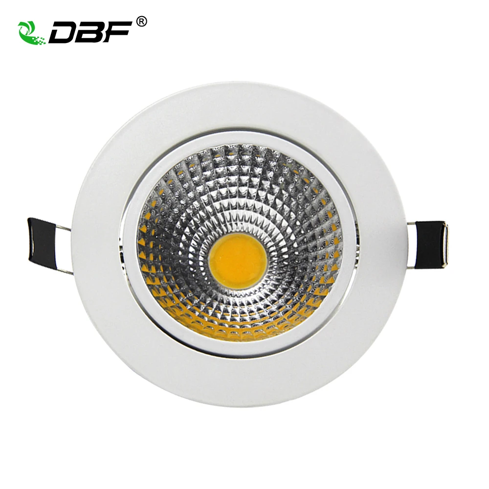

[DBF]Round White Housing Super Bright Recessed LED Downlight COB 5W 7W 10W 12W LED Spot light LED Ceiling Lamp AC 110V 220V