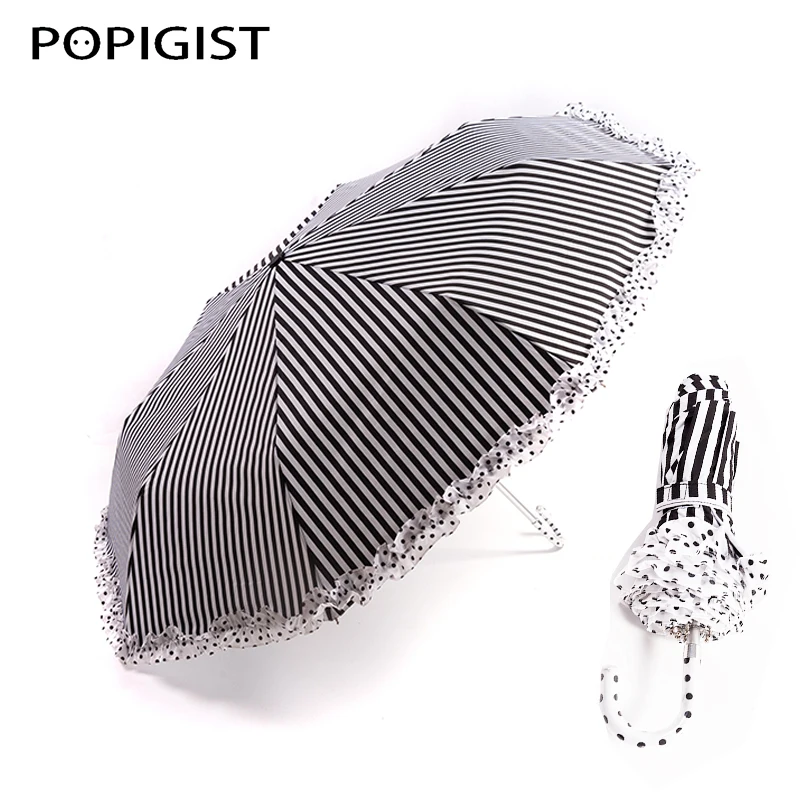 Black striped Colorful Quality Mini Pocket Umbrella Clear Lace Umbrella