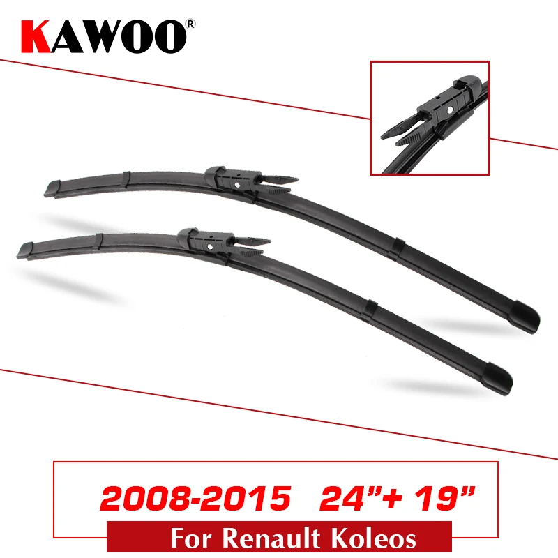 KAWOO для Renault Koleos 2" 19" 2008 2009 2010 2011 2012 2013 Автомобиля Мягкие резиновые щетки стеклоочистителя Arm - Цвет: Koleos 2419