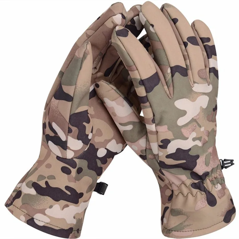 

Outdoor Men Women Camouflage Shark Skin Soft Shell Mittens Full Finger Army Sports Riding Hiking Cargo Climiing Tactical Gloves