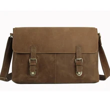 ROCKCOW Vintage Retro Look Genuine Leather Messenger Bag High Quality Crossbody Shoulder Bag Large 15” Laptop Bag 6002LR