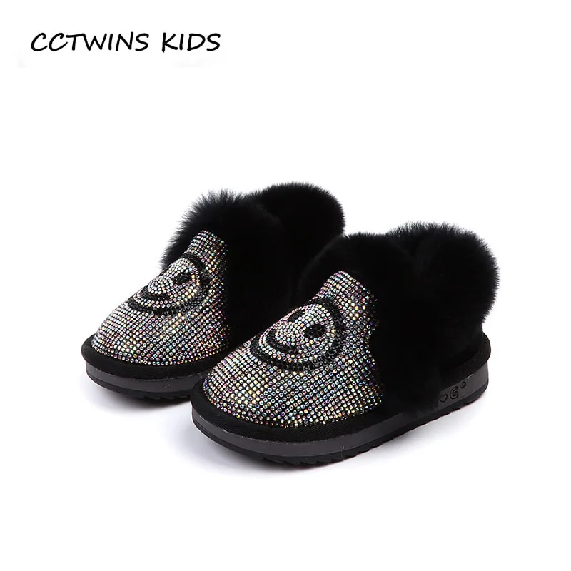 

CCTWINS KIDS 2018 Winter Girl Fashion Snow Boot Children Rhinestone Ankle Boot Baby Boy Brand Warm Shoe Black CS1517