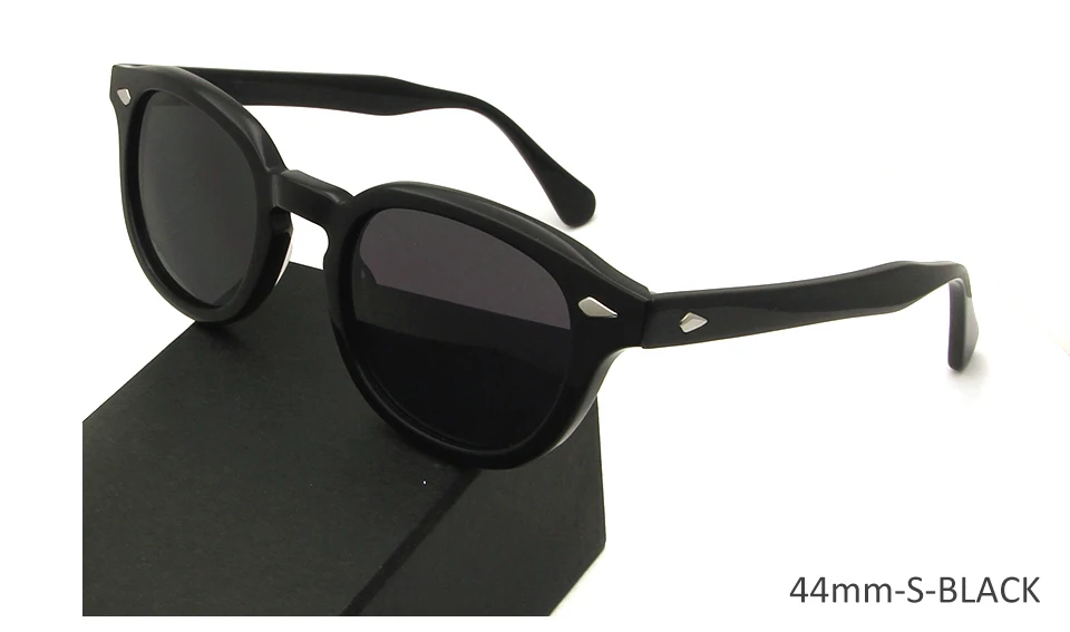 Винтажные ацетатные Круглые Солнцезащитные очки для мужчин UV400, высококачественные солнцезащитные очки для женщин, Маленькие Средние ретро очки Oculos De Sol Masculino - Цвет линз: S 44mm black gray