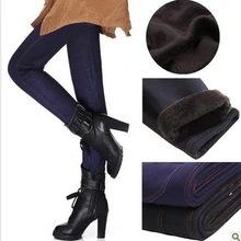 Autumn winter plus velvet thick leggings font b women b font Imitation Denim plus size XXXL