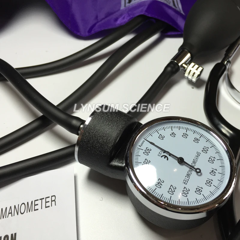 Purple Blood Pressure Monitor BP Cuff Arm Aneroid Sphygmomanometer and Stethoscope Kit