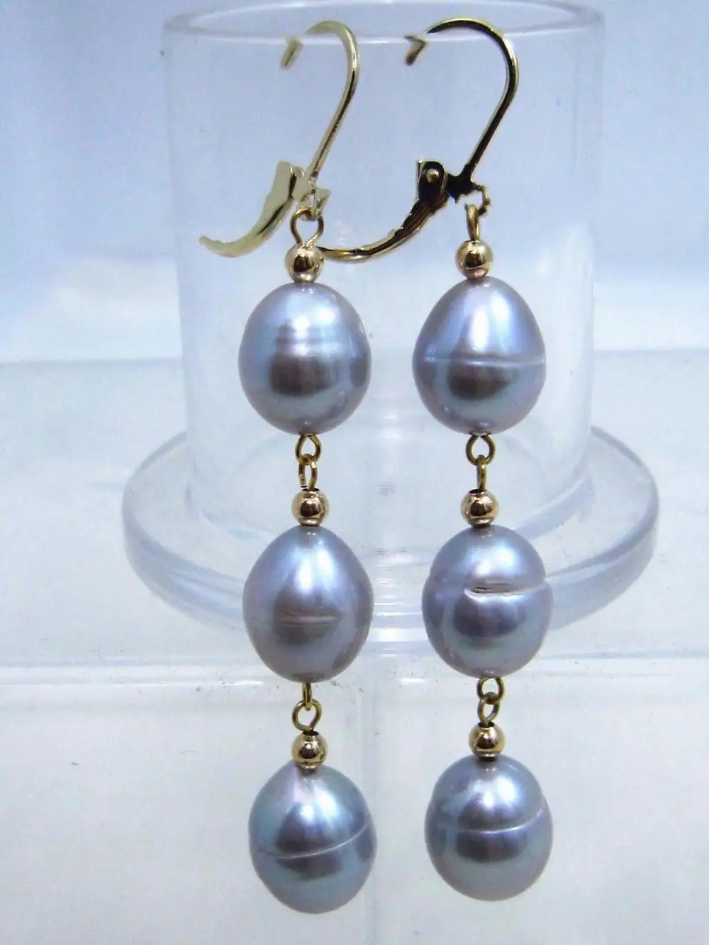 

GOLD New 11x13MM Gray South Sea Pearl Earrings