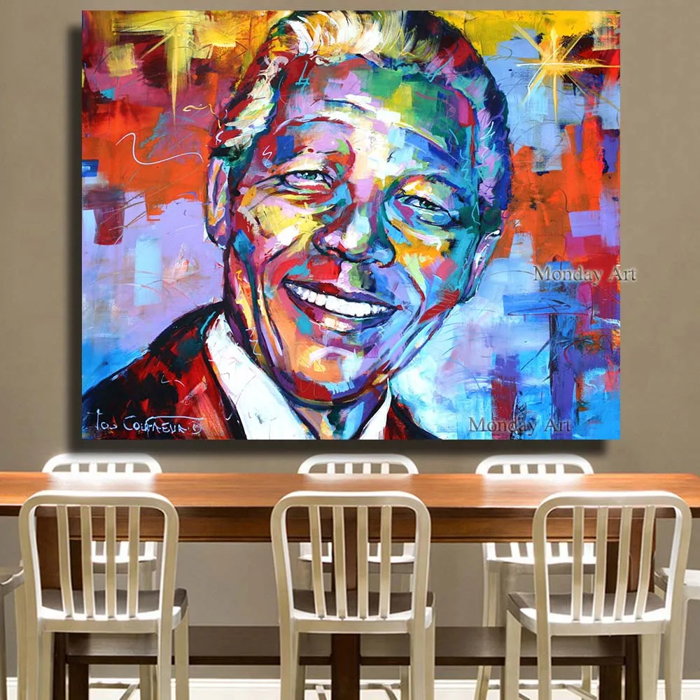 Nelson Mandela Portrait Oil Painting Acrylic on Canvas Art Prints for Living Room Home Decoration No Framed