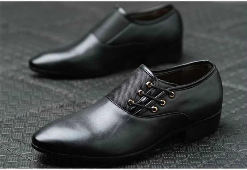 Men's Wedding Shoe Oxfords For Mens Shoes Formal Leather Black Brogues Dress Shoe Lace-Up Men Casual Shoes Oxfords Large Size 47 (9)