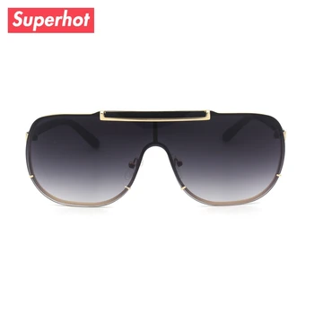 

Superhot Eyewear-Oversized Flat top Sunglasses Men shield gradient Mirror lens Googles High quality Male Sun glasses UV400