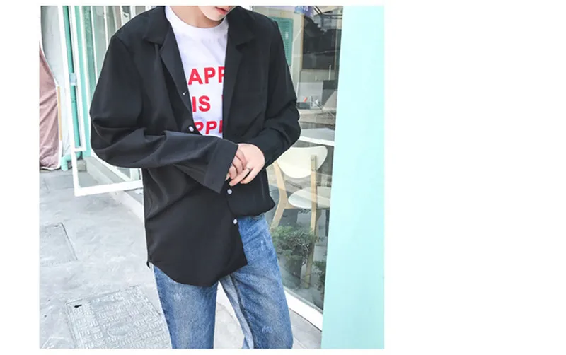 VERSMA корейский Harajuku GD с длинным рукавом Твердые шифон Мужская рубашка осень Мода High Street Хип Хоп BF Свободные Пара рубашка для мужчин