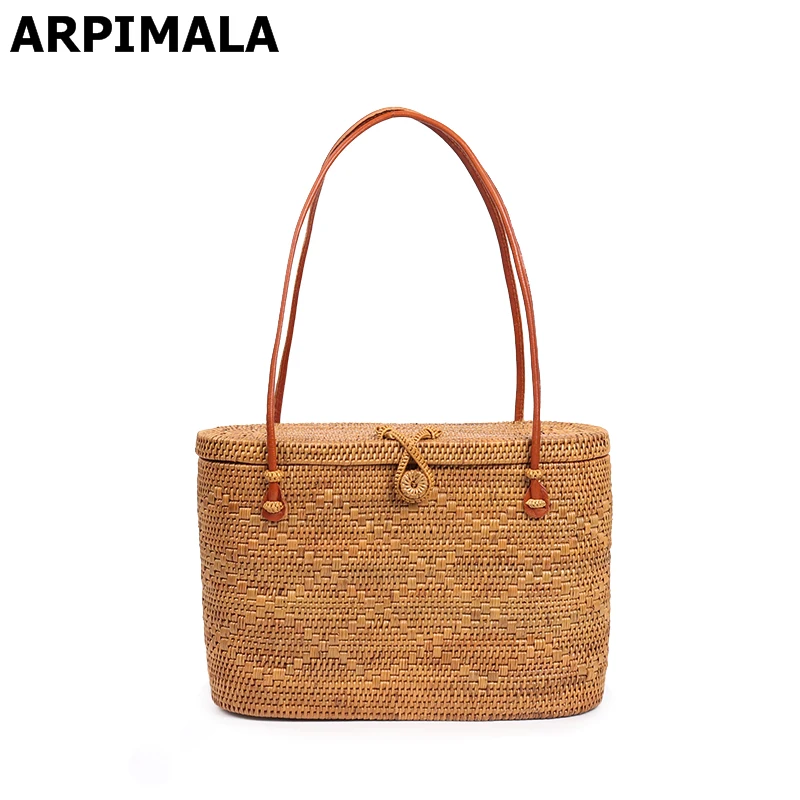 

ARPIMALA Large Capacity Beach Bags Bohemian Style Big Tote Bag for Women High Quality Rattan Handbag Female Travel Straw Bag