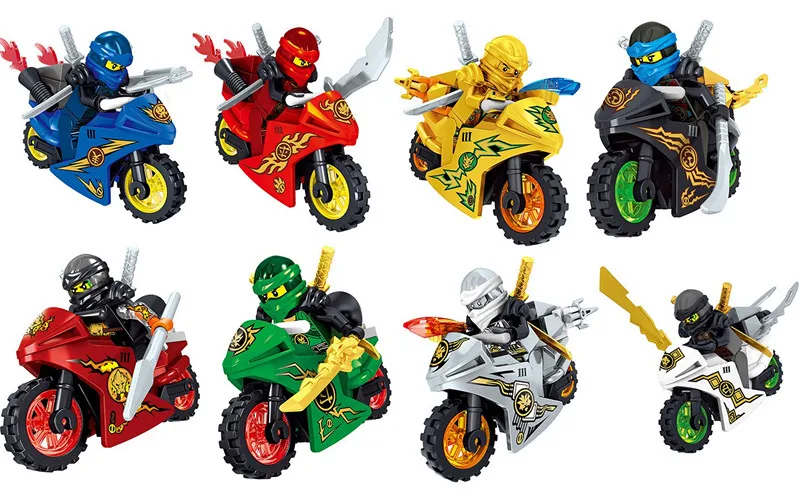 

96pcs/lot ninjagoes moive Golden ninja motorcycle Lloyd ZX Zane Jay Cole building blocks baby edcation toy children gift