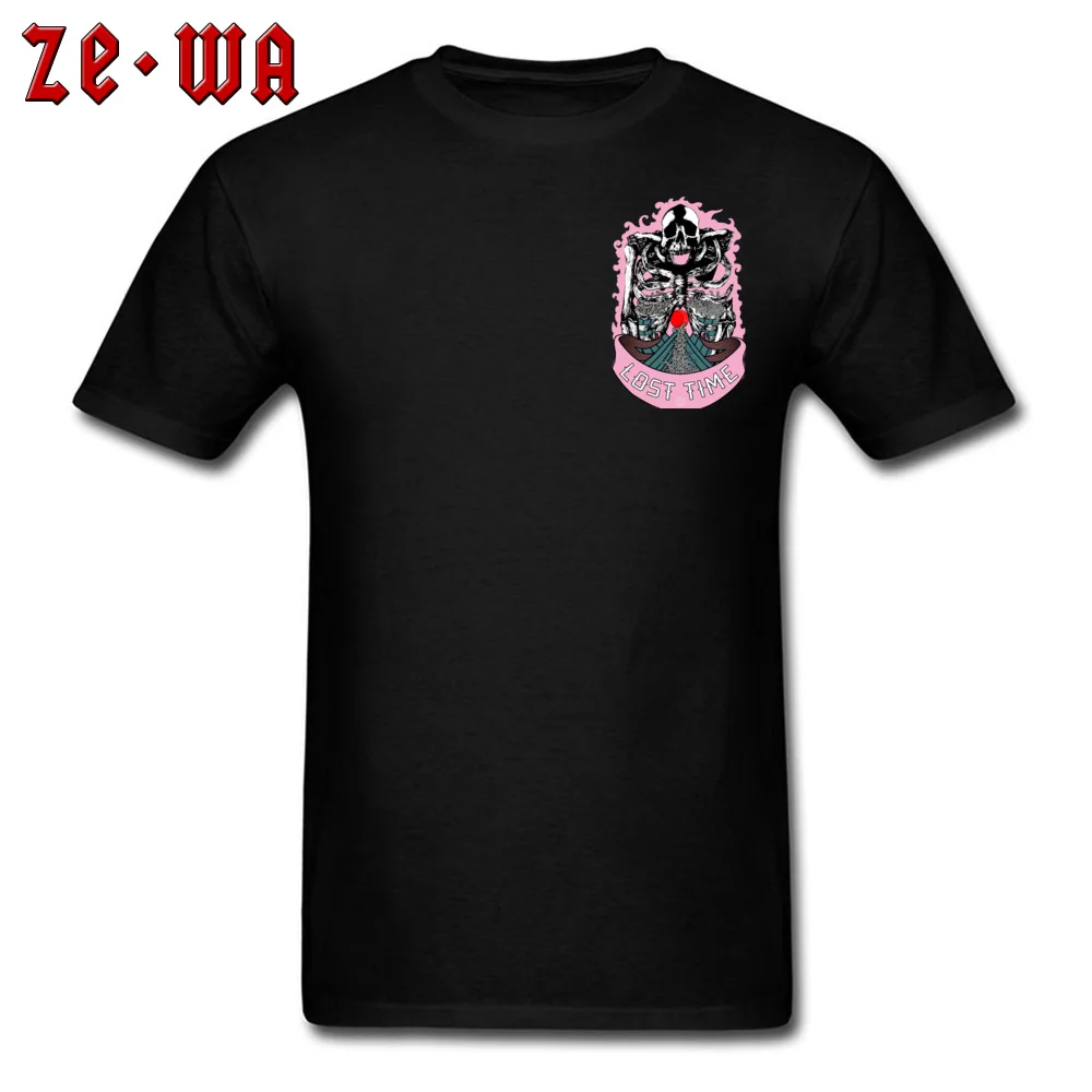 100% Cotton Man Short Sleeve lost time T Shirt comfortable Tops Shirt Hip Hop Hip hop Round Neck Tee Shirt Top Quality lost time Chest black