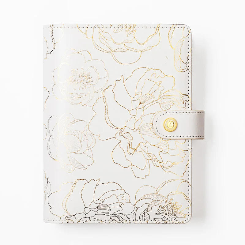 Lovedoki Foil Golden Floral Notebook and journals Daily book A5A6 Planner traveler's notebook stationery store school supplies