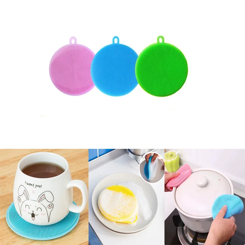 

SJ Magic Cleaning Brushes Silicone Dish Bowl Scouring Pad Multifunction Round Wash Brushes Easy to clean Kitchen Cleaner Tools