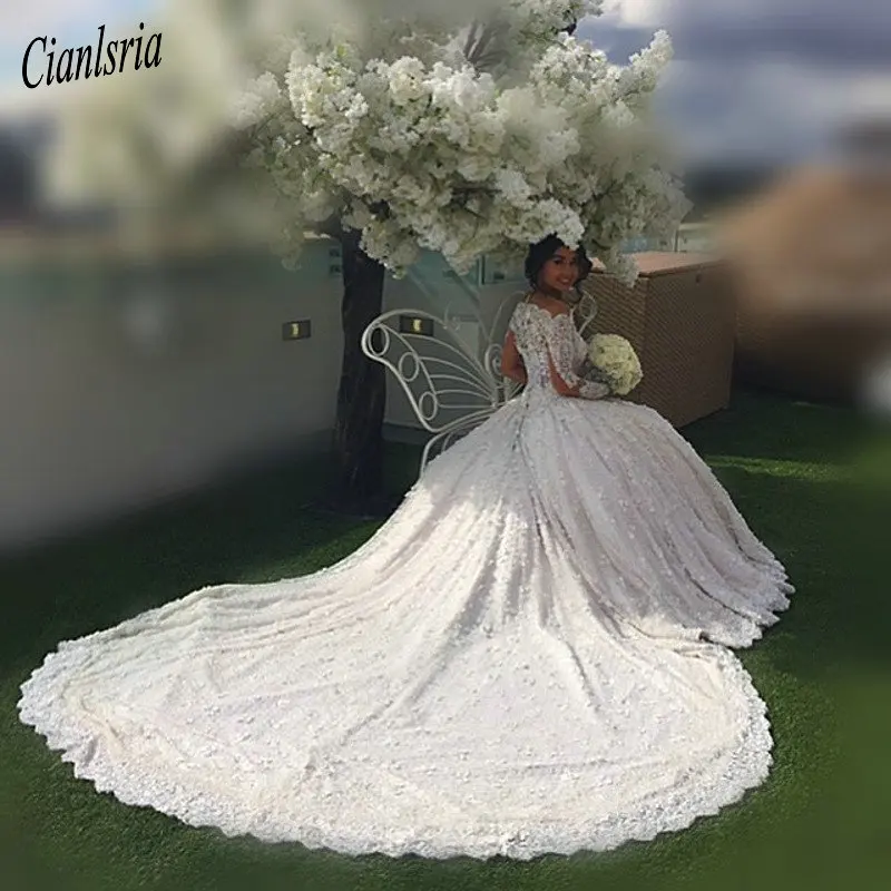 Винтажное кружевное свадебное платье с длинными рукавами собора Саудовская Аравия мусульманское Vestido De Noiva изысканные бисерные свадебные платья