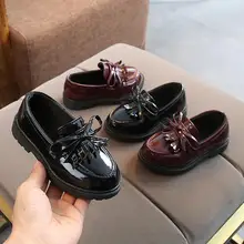 Дети повседневная обувь для мальчиков обувь Весна Новая мода pu кожаные туфли черные Нескользящие плоские детские повседневные туфли для мальчиков