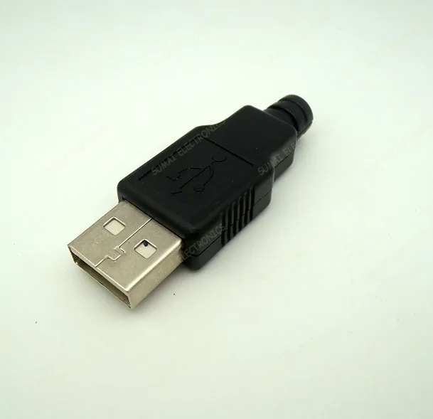 300 комплекты Тип 4 Pin USB штекер розетка с черным Пластик крышка