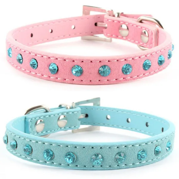 Crystal Velvet Leather Dog Collars