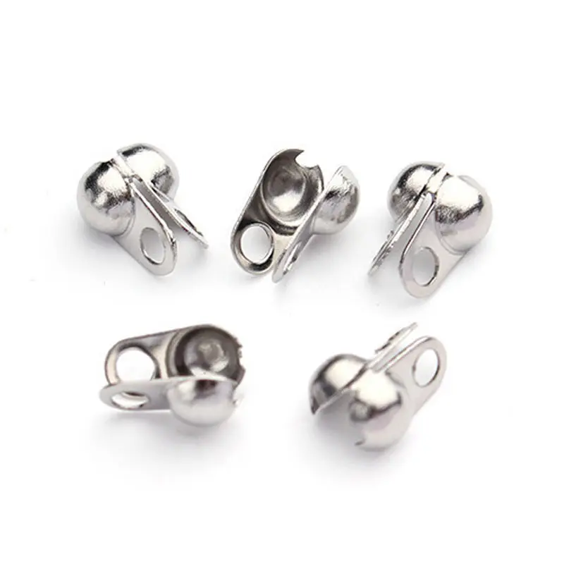 

50pcs/lot 1.5/2/3.2mm Hole Size Stainless Steel End Crimp Beads Ball Chain Connector Clasp for DIY Jewelry Findings Making F2215