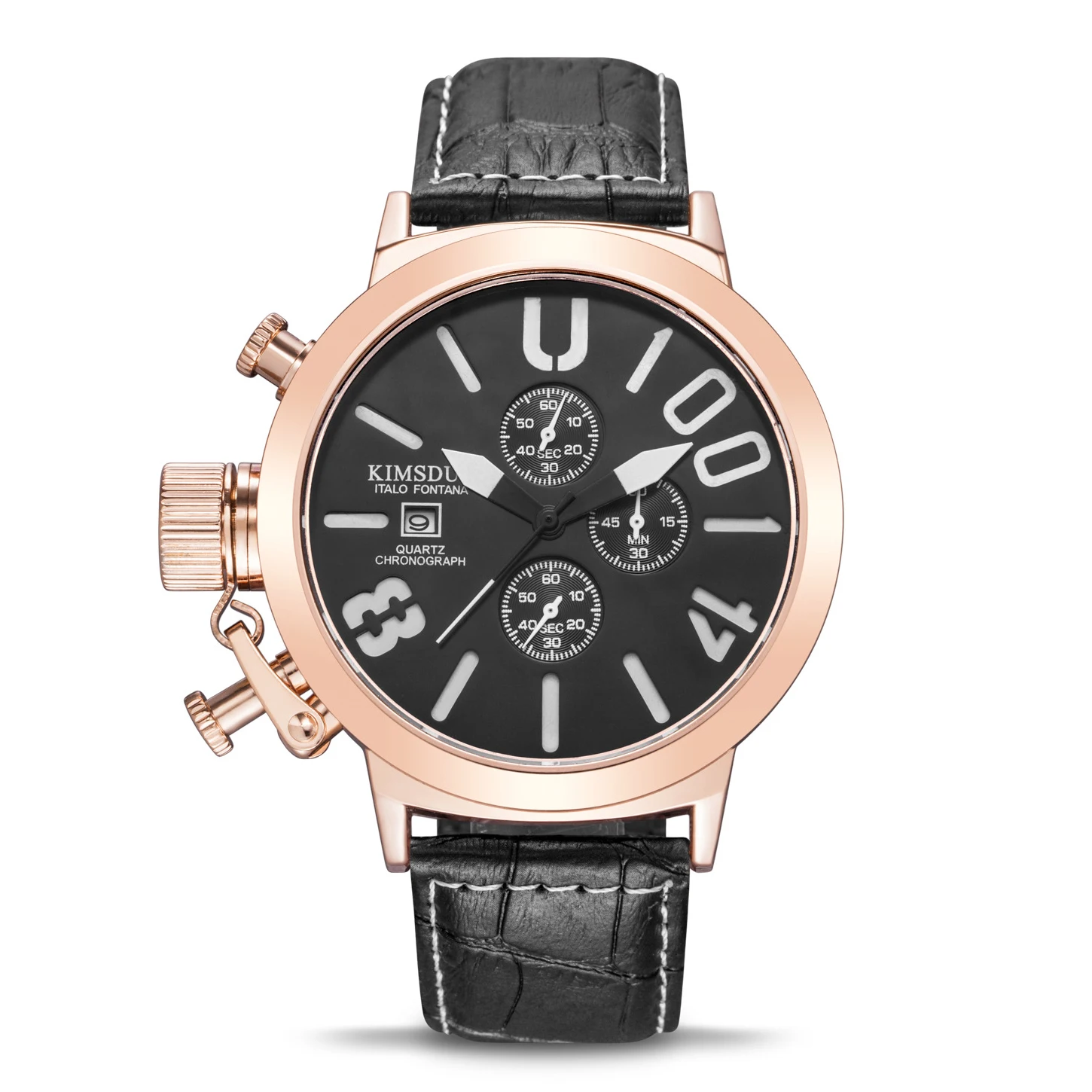 

Switzerland watches men luxury brand BOAT large dial belt men's watch three eyes six needles multi-function Herren uhren