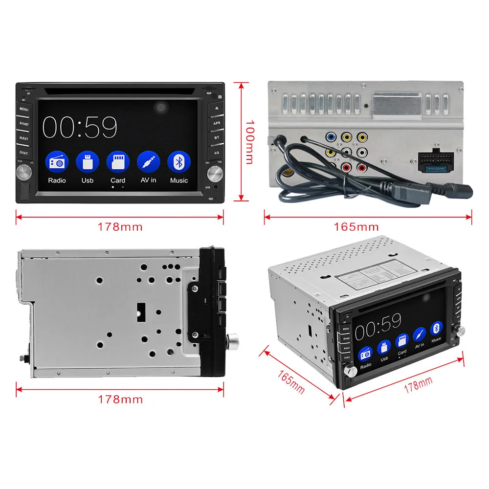 Perfect 2Din Universal Car DVD player Autoradio carplay 6.2"car Radio stereo Bluetooth USB/SD Steering Wheel Control phone Double Din 4