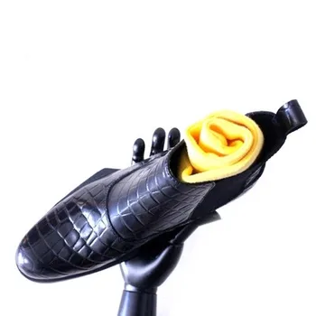 

Style Men slip-on ankle boots round toe Desert boots Autumn winter Genuine Leather Grid pattern blue dress Shoes