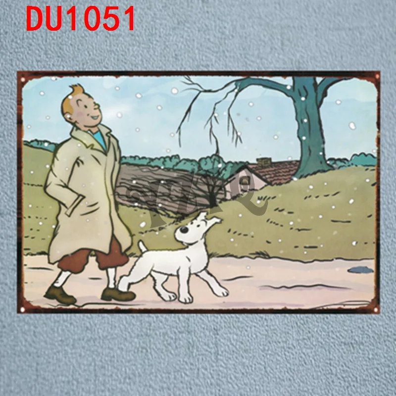 Тинтин C Книги по искусству Ун Олово Признаки металлическая пластина стены паб комнаты малыша дома Книги по искусству вечерние Декор Винтаж железа плакат куадрос DU-1048
