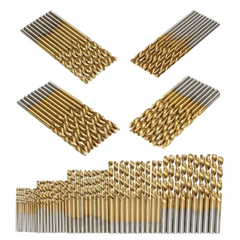 

KSOL 50Pcs 1/1.5/2.0/2.5/3mm Titanium Coated HSS Drill Bit Set