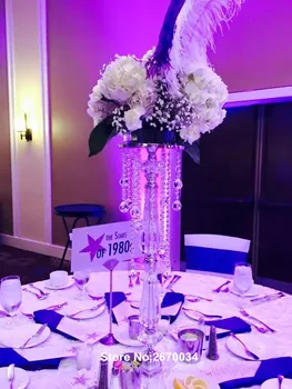 

Theme party decoration feather table acrylic centerpieces for table event decor