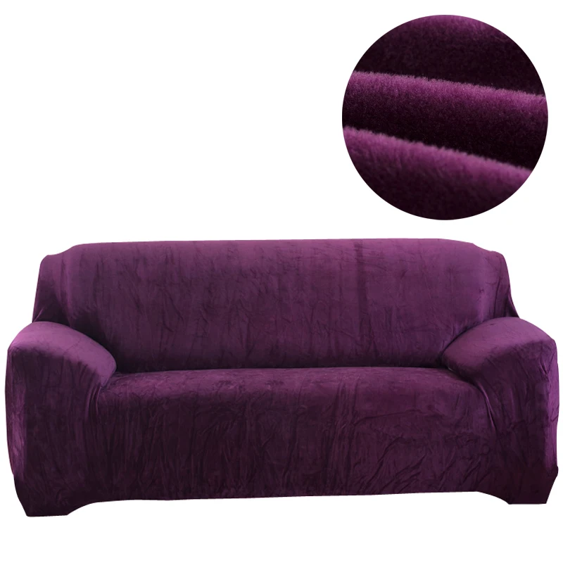 Simple style Flannel Solid Color Sofa Cover Elastic Slipcover for Sectional Single L Shaped Loveseat Couch Case S-11 | Дом и сад