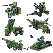 Winner 6set/lot 8014 Tank Army Military Building Bricks Blocks Minifigures Soldiers Guns Figures Compatible With Legoe Kids Toys