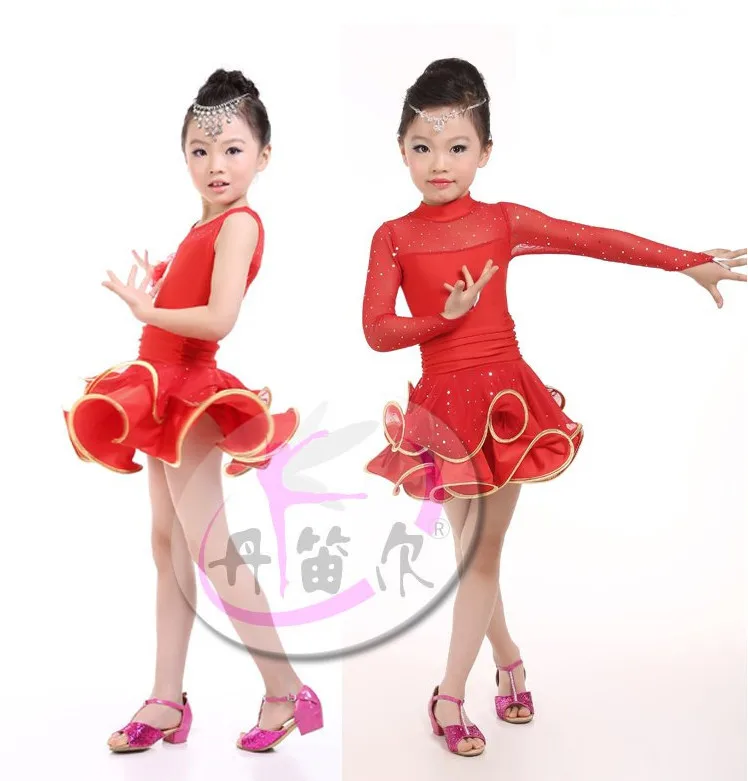 Высокое качество сезон весна-лето Детские бальные этап одежда Детское платье для латинских танцев Конкурс Костюмов