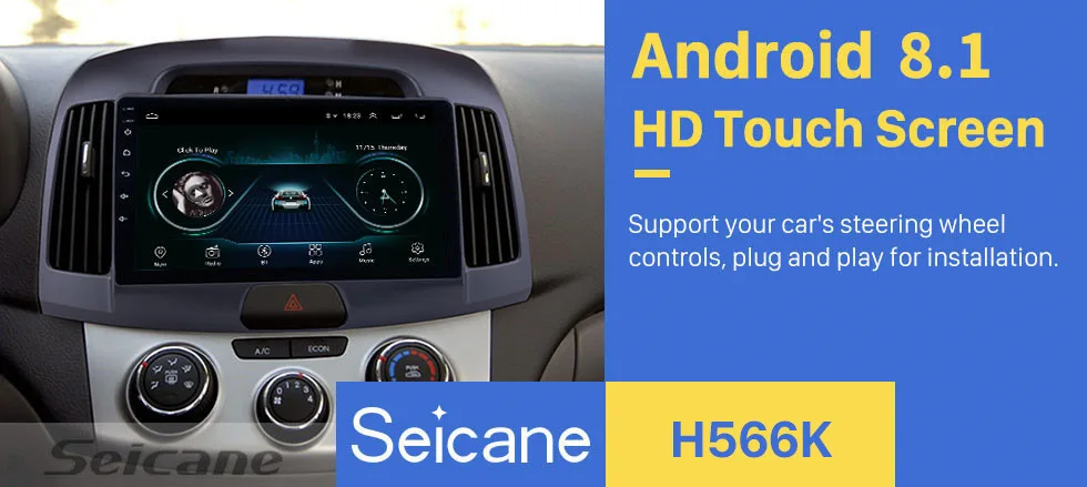 Seicane четырехъядерный 9 дюймов Android 8,1 gps Navi автомобильный стерео для hyundai Elantra 2007 2008 2009 2010 2011 мультимедийный плеер wifi AUX