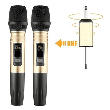 

Ux2 Uhf Wireless Microphone System Handheld Led Mic Uhf Speaker With Portable Usb Receiver For Ktv DJ Speech Amplifier Recording