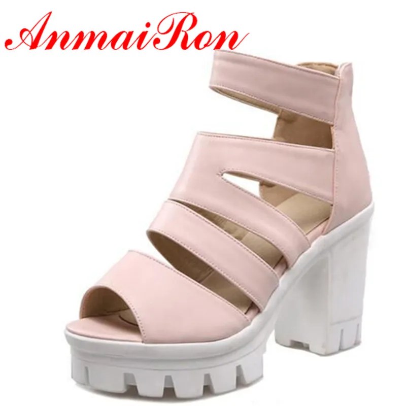 

ANMAIRON New Arrivals White Shoes Woman High Heels Fashion Open Toe Summer Sandals Women Pumps Casual Shoes Platform Sandals