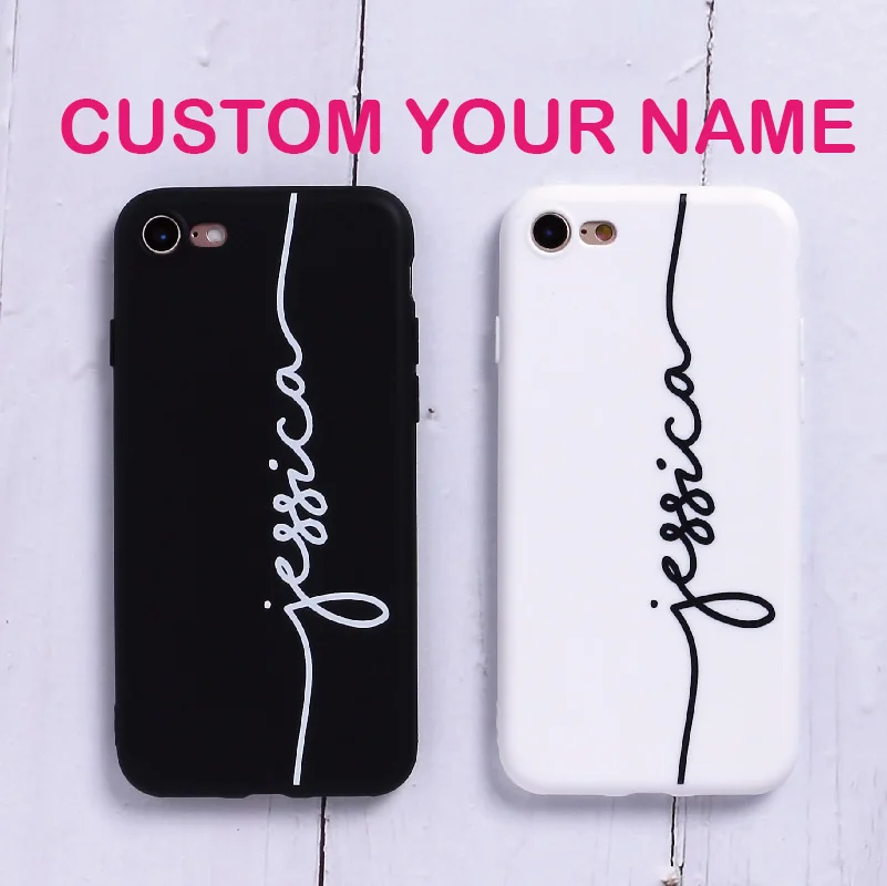 

For iPhone 6 6S XS Max 7 7Plus 8 8Plus X 5 SAMSUNG Personalized Custom Name Text Matte Candy Color Soft Cover Phone Case
