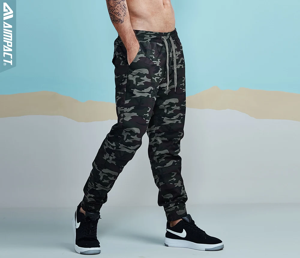 Aimpact Camo Чино брюки для Для мужчин Cotton Jogger человека оборудованная трассировки твил Повседневные штаны Мужской камуфляж Открытый Пеший