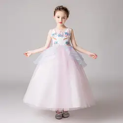 Это YiiYa платье с цветочным узором для девочек для Свадебная аппликация в виде единорога с фатиновой юбкой платье с цветочным узором для