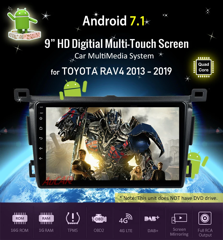 Cheap 9" 2 Din 1 Din Android 8.1 Car Radio for Toyota RAV4 2013 2014 2015 2016 2017 2018 2019 Stereo Video GPS Multimedia 5